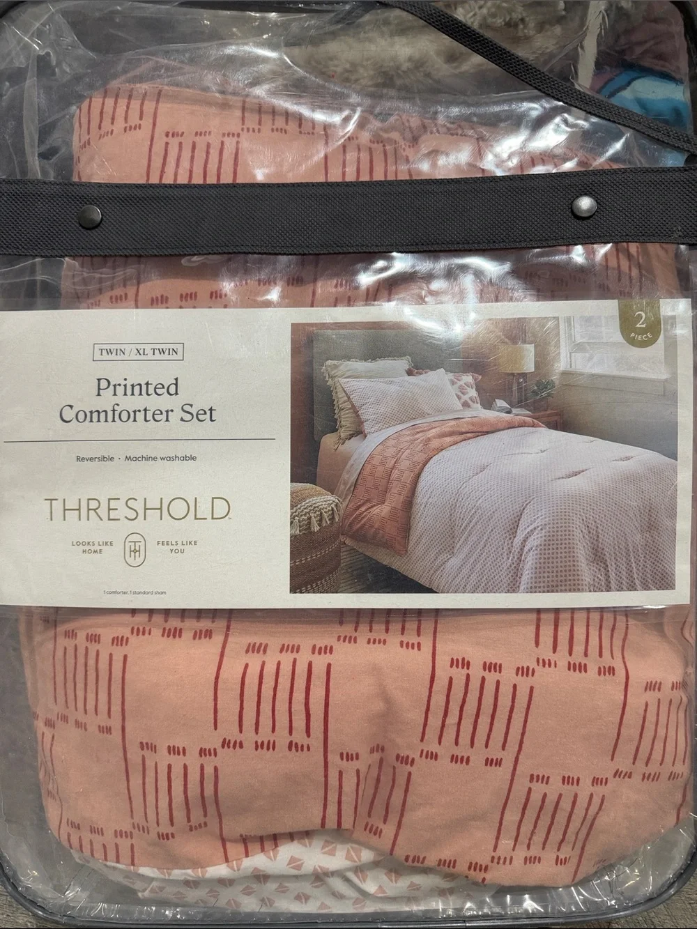Threshold Peach and Rust Printed Comforter Set